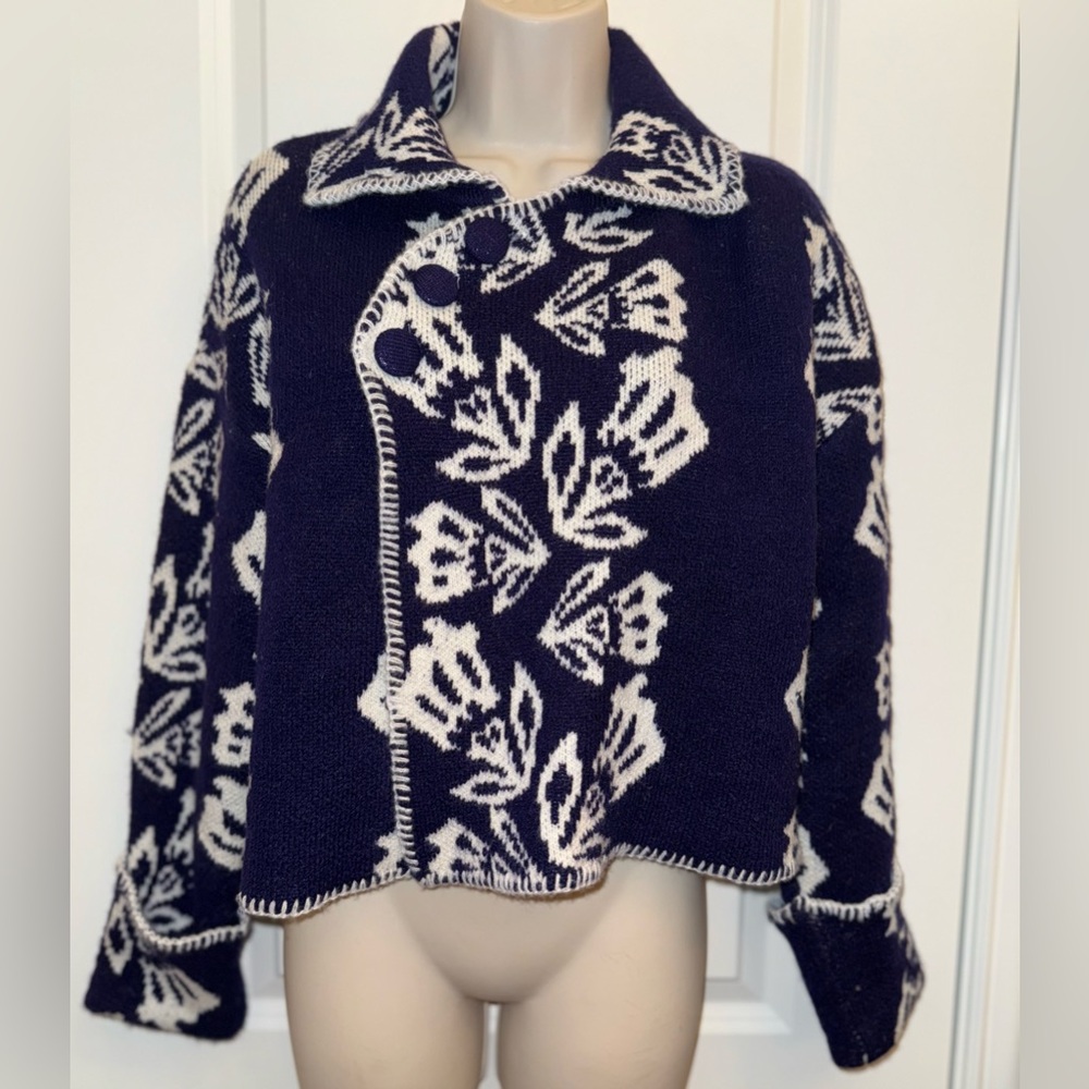 SundayUp Knit Vintage Vibe Love Shack Floral Sweater Cardigan Sz M NWT